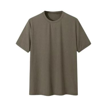 Imagem de Camiseta Masculina De Verão Luxo Leve Manga Longa Gola O Drapeada Cor 