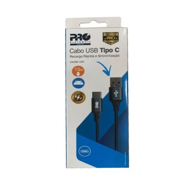 Imagem de Cabo USB-A + USB-C 1,5 metros nylon trançado - cinza