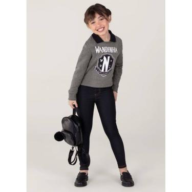 Imagem de Blusão Moletom Wandinha Infantil Menina Brandili Cinza