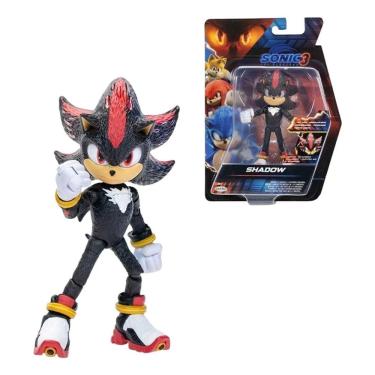 Imagem de Sonic The Hedgehog Filme 3 Boneco Articulado Shadow 13 cm Com Luz Vermelha Olhos e Cabeça – Sunny