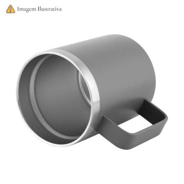 Imagem de Caneca Térmica 400ml Parede Dupla Com Tampa De Bambu Branca