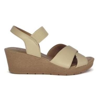 Imagem de Sandália Usaflex Anabela Salto Médio Couro Calce Fácil Cor:;Tamanho:38;Gênero:Mulher-Fe...