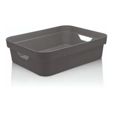 Imagem de Caixa Organizadora Cube P 4,8l Multiuso Brinquedo Closet Ou, Chumbo