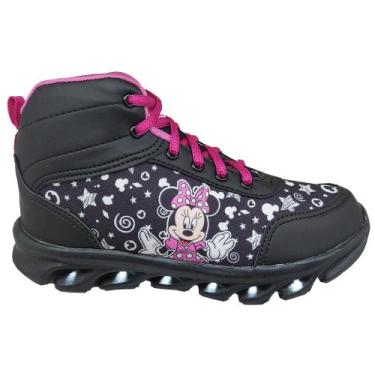 Imagem de Tênis de Led Infantil Luzinha Feminino Minnie Preto Botinha - Kidstar,