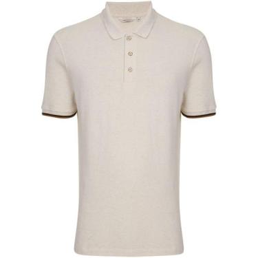 Imagem de Camisa Polo Individual Linho Slim In24 Bege Claro Masculino, XGG