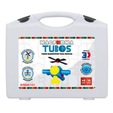 Imagem de Brinquedo Educativo Magnético Magforma Tubos Maleta 15 Peças