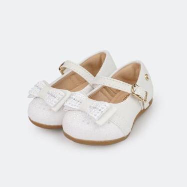 Imagem de Sapato Infantil Pampili Angel Laço Glitter Branco 04.979, 19