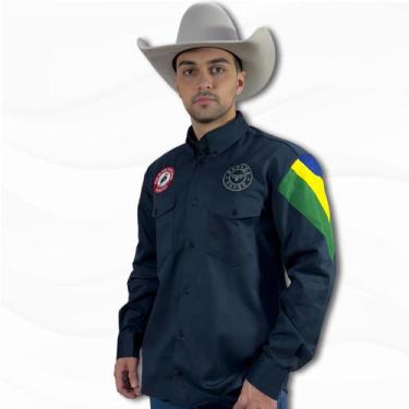 Imagem de Camisa Radade Masculina Festa Barretos Country Bordada New, Azul, Mari