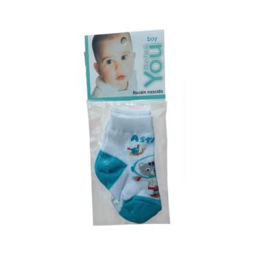 Imagem de Meia Para Bebê Recém Nascido Boy Fundo Branco - Delos You, Azul claro,