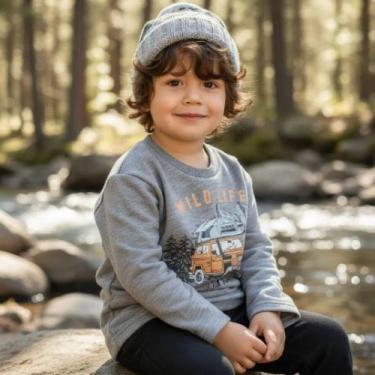 Imagem de Conjunto Moletom Peluciado Infantil Wild Life Rei Rex, 1, Cinza