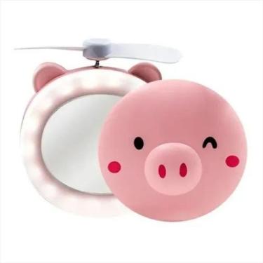 Imagem de Mini Ventilador Portátil com Espelho Led USB - Negabella