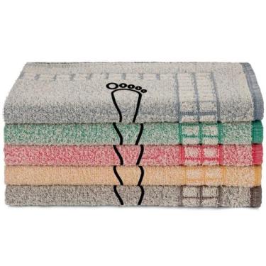 Imagem de Kit Toalhas Piso Atoalhado Pezinho Estampado - Central Toalhas, Mascul