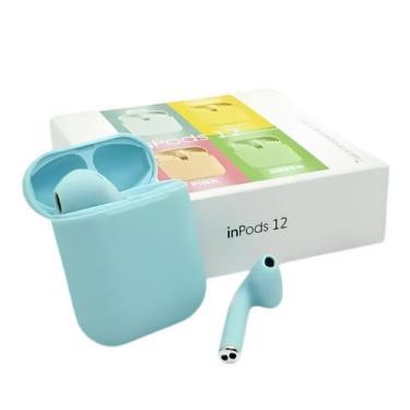 Imagem de Fone de Ouvido Bluetooth Sem Fio Inpods 12 Macaron Azul Pastel Claro -