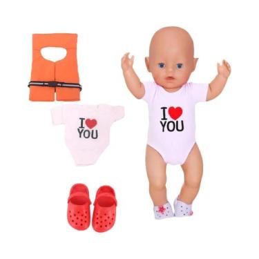 Imagem de Roupa Para Boneca De 43cm: Maiô Com Estampa De Escamas De Peixe E Aces