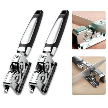 Imagem de Kit 2 Afiador Amolador de Facas Tesouras Profissional Manual em Inox R