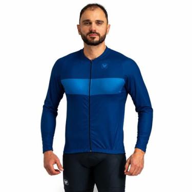 Imagem de Camisa ciclismo manga longa masculina Free Force Basic Cor:AzulTamanho