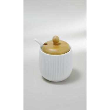 Imagem de Açucareiro Cerâmica c/ Colher e Tampa Bambu 360ml - Congratulations St