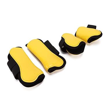 Imagem de Compra Maluca Botas de tendão de cavalo, duras PU Shell Fine Workmanship PU Shell Botas de tendão de cavalo para proteção de salto com absorção de choque(amarelo, Um conjunto de quatro meios)