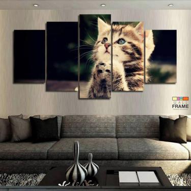 Imagem de Quadros Decorativos Gatinho Rezando 63x130mt em Tecido