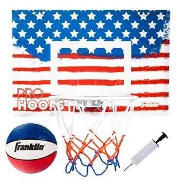 Imagem de Franklin Sports Mini cesta de basquete Over The Door – Cesta infantil interna com mini basquete – encosto resistente a estilhaçamento aprovado pela Slam Dunk – Acessório para quarto + escritório – EUA