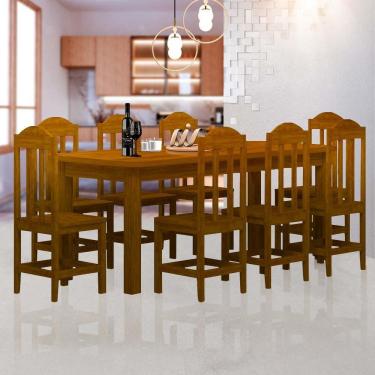 Imagem de Mesa De Jantar Com 8 Cadeiras Madeira Maciça Safira Imbuia Shop JM