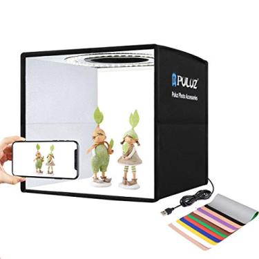Imagem de Caixa de luz para estúdio fotográfico PULUZ 9,8"/25 cm Kit portátil dobrável para fotografia, 1-100% brilho ajustável com 6 cenários (12 cores) para itens pequenos