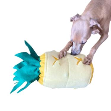 Imagem de Pelúcia para Cachorro e Gato Abacaxi de Esconder Petisco Apito para Enriquecimento Ambiental Brinquedo para Cães e Gatos