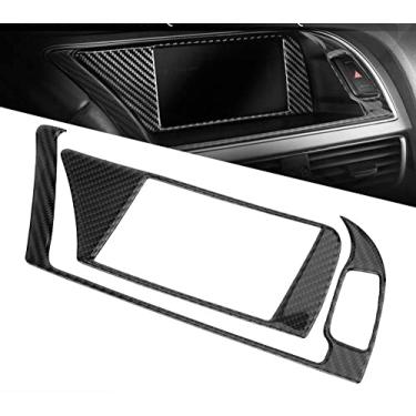 Imagem de FINMOKAL 2 Peças De Fibra De Carbono Painel Do Navegador Gps Guarnição Da Tampa Do Quadro Apto Para Audi A4 B8 2009-2016 Preto, Fibra De Carbono