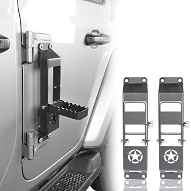 Imagem de Etapas de dobradiça de porta dobrável de metal Hooke Road, pedal de porta com placa de estrela para Jeep Wrangler JL e Jeep Gladiator JT 2018 2019 2020 2021 (conjunto com 2)
