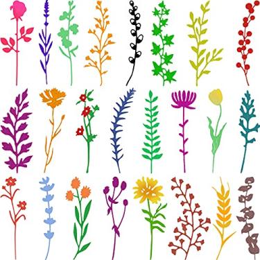 Imagem de 24 peças de moldes de corte de metal, flores silvestres cortando folhas de flores, estênceis para fazer cartões, Ação de Graças, Natal, artesanato, recortes, álbum, decoração de cartão de papel