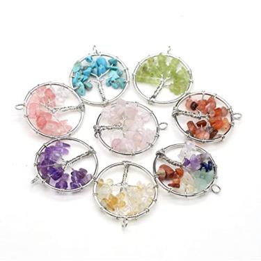 Imagem de 7 peças de pedra triturada natural pingentes de pedra de cor mista banhado a ouro arame envolto colar de pedra pingentes para colar faça você mesmo pulseira fabricação de joias, Não conhecido