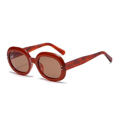 Imagem de Óculos de sol polarizados ovais fashion para mulheres, óculos de sol feminino na moda, gradiente verde, guarda-sol, chá vermelho C5 daimao, lente polarizada