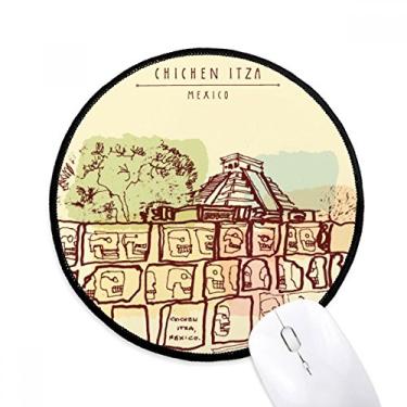 Imagem de DIYthinker Chichen Itza México Desenho Civilização Antiga Mouse Pad Desktop Escritório Tapete Redondo para Computador