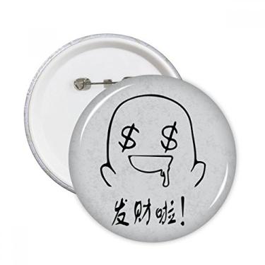 Imagem de Make Fortune Black Cute Chat Happy Broche redondo Broche Emblema Acessório Decoração 5 peças