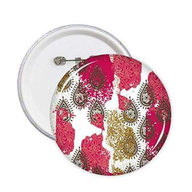 Imagem de Broche redondo com estampa abstrata de folha de flor amarela vermelha e amarela broche emblema acessório decoração 5 peças