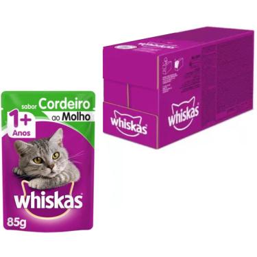 Imagem de Kit Ração Úmida Whiskas Sachê Cordeiro ao Molho para Gatos Adultos - 20 Unidades