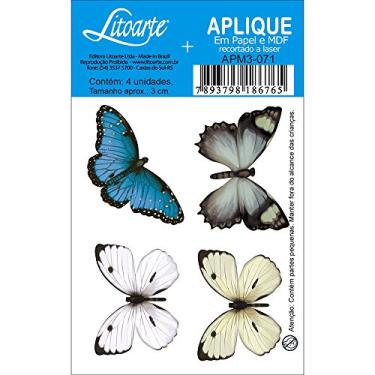 Imagem de Aplique MDF e Papel Litoarte 3 cm - Modelo APM3-071 Borboleta