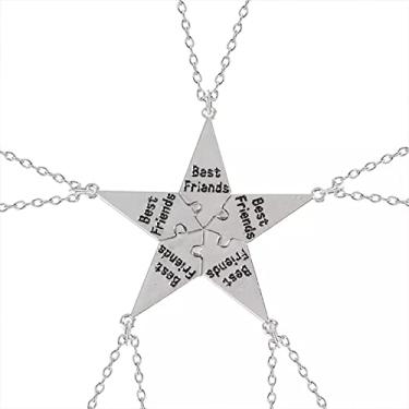 Imagem de CNBPIC 5Pcs Colar Amizade Pingente Estrela Metal Corrente Joias Presente