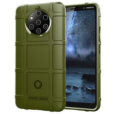 Imagem de Caso de capa de telefone de proteção Capa de silicone à prova de choque à prova de choque de silicone Nokia 9. Pureview, tampa do protetor com forro fosco (Color : Army Green)