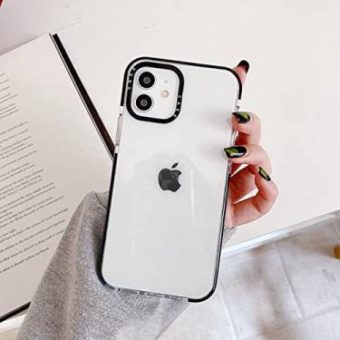Imagem de Capa de telefone à prova de choque pára-choque para iphone 14 13 12 11 pro x xs xr max 7 8 plus se multicolorido amor coração macio tpu capa traseira transparente, preto transparente tpu, para iphone xs