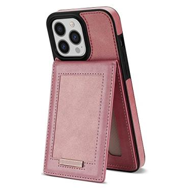 Imagem de Capa de couro com zíper para iPhone 14 13 Pro Max 12 Mini 11 X XR XS 7 8 Plus Carteira para telefone com suporte para cartão de crédito, ouro rosa, para iPhone 14 Pro