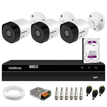 Imagem de Kit 3 Câmeras de Segurança Hd 720p Intelbras Vhd 3120b G3 + Dvr Intelbras Multi Hd + Hd Wd Purple 1tb + Acessórios