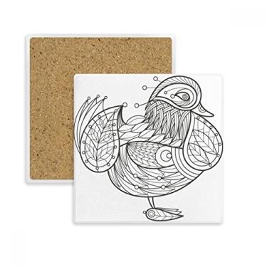 Imagem de Pintura de pássaro, linha voadora, quadrado, porta-copos, tapete de copo, suporte de subplaca, pedra isolante