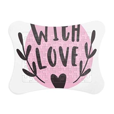 Imagem de with You Heart Moldura de quebra-cabeça rosa estilo citação jogo de papel para casa