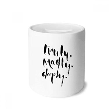 Imagem de DIYthinker Caixa de moedas de cerâmica com citação realmente louca, presente de cofrinho