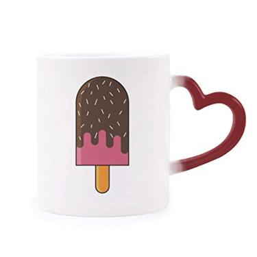 Imagem de Caneca de chocolate com agulha de sorvete doce crocante sensível ao calor Copo de grés que muda de cor vermelha