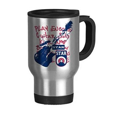 Imagem de Caneca de viagem com estampa de rabiscos de guitarra de aço inoxidável copo de carro copo térmico