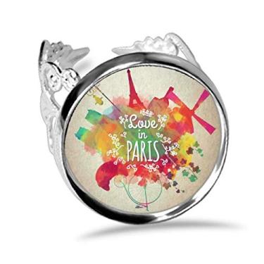 Imagem de DIYthinker Anel colorido de Mark City França Torre Eiffel Ajustável Amor Casamento Noivado