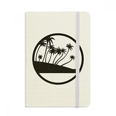 Imagem de Caderno de praia com estampa de planta de coqueiro, preto, capa dura em tecido, diário clássico