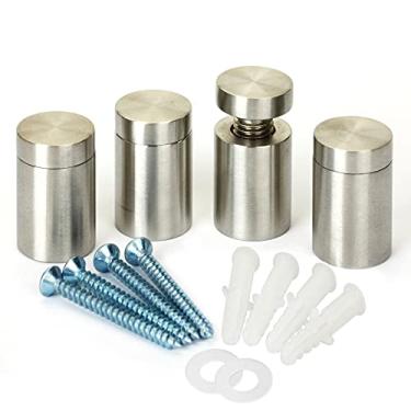 Imagem de Cartaz de sinal, aço inoxidável, para acrílico, vidro, PVC, painel de vidro, madeira, pacote com 4, Prata, 3/4" X 1"